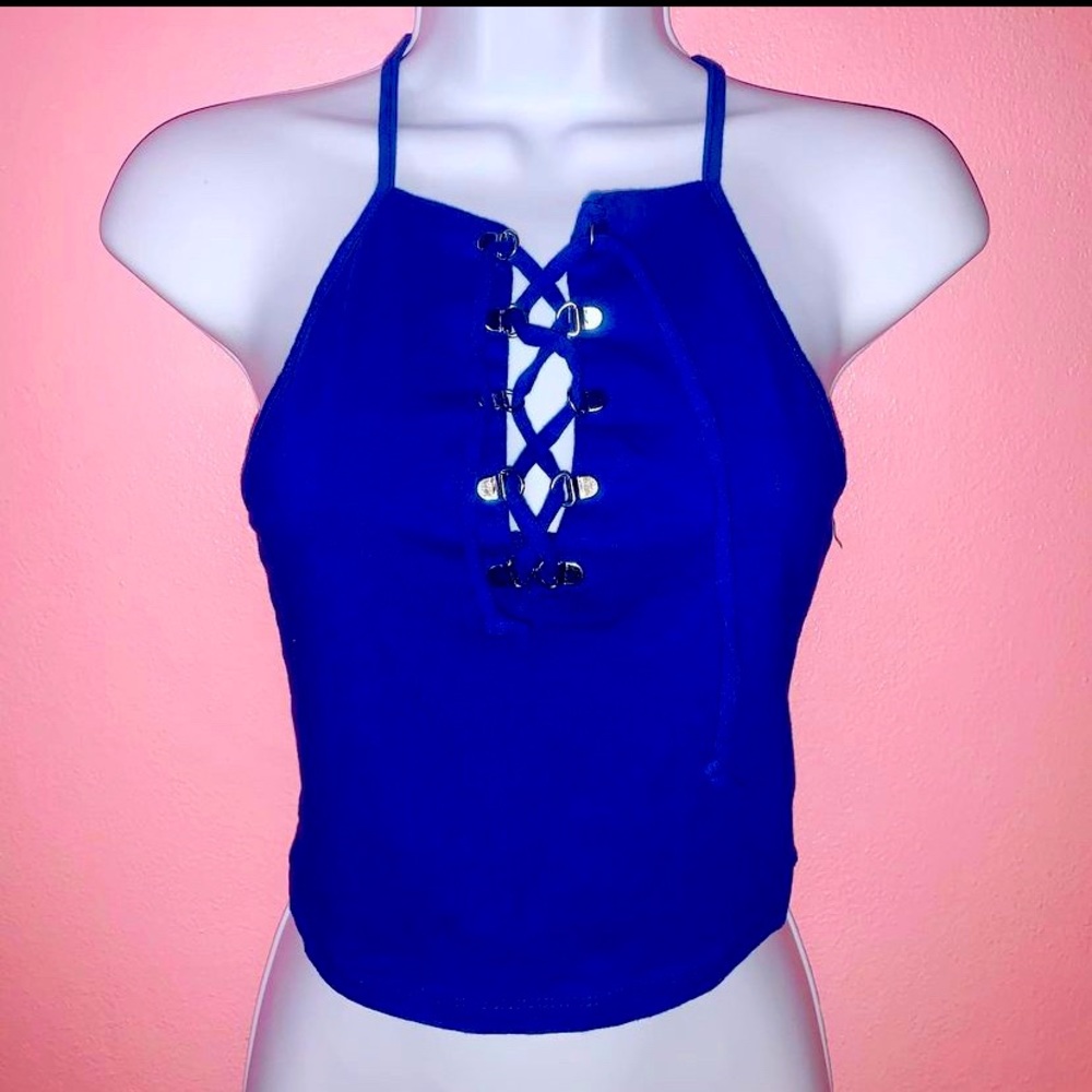 New Ambiance royal blue crop top